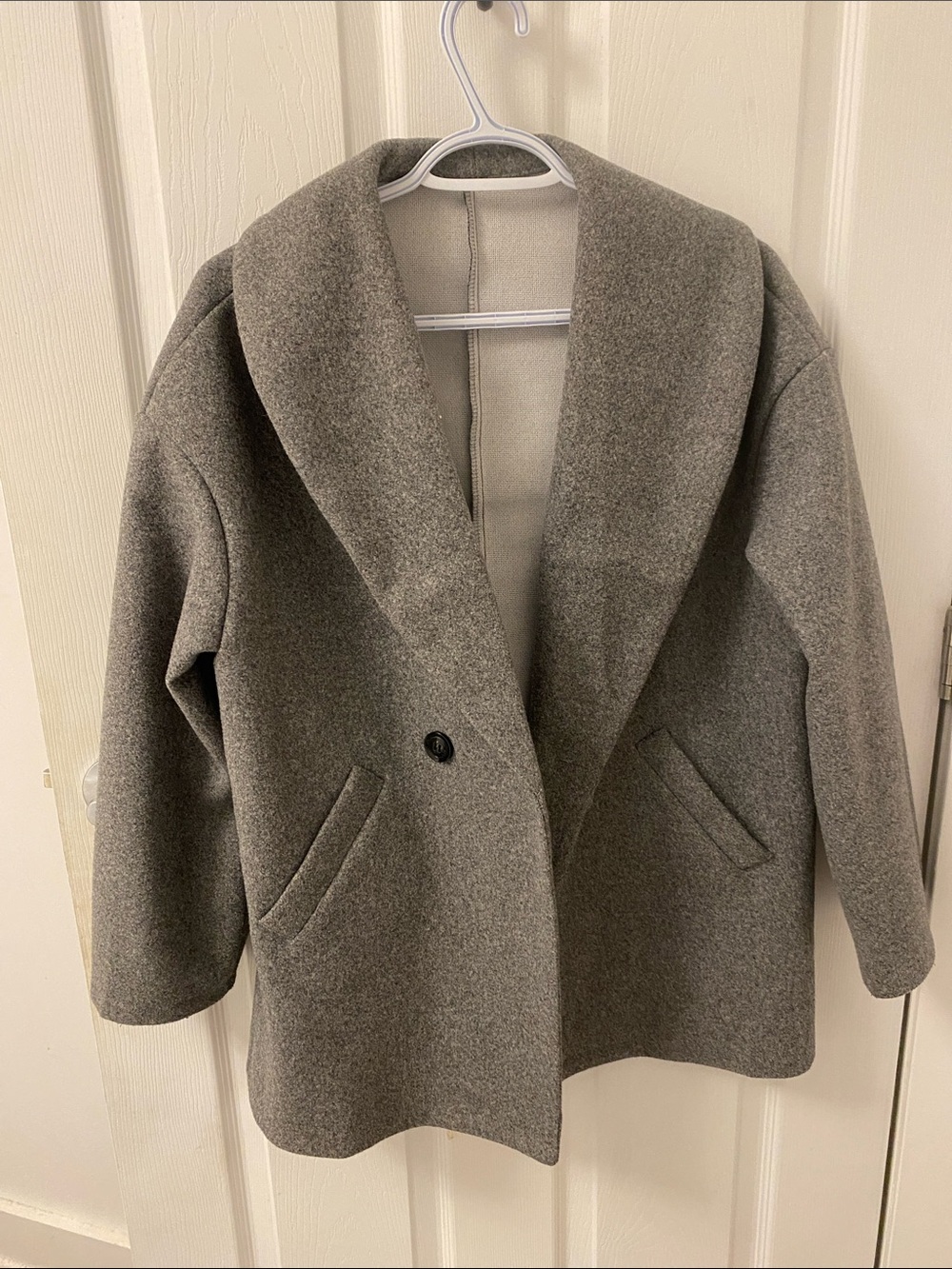 Women's Gray Wool-Blend Hooded Coat